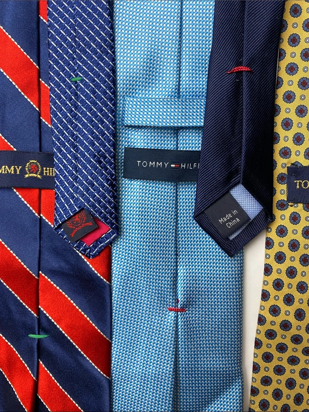 Vintage Tommy Hilfiger Men's Tie Bundle (7) - Blue, Red, Yellow, Maroon